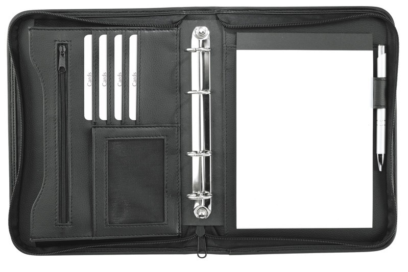 Fächer von EuroStyle schwarz Reißverschlussfach elegante Schreibmappe A5 mit RV div 