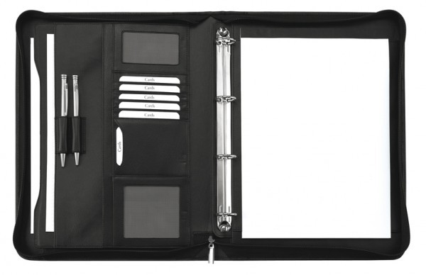 Malcolm Leder Schreibmappe A4 Organizer mit EC-Karten Fächer
